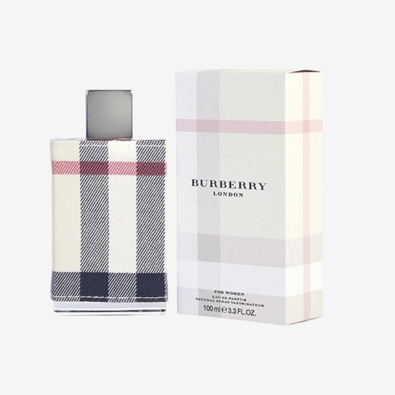 Burberry London for Women perfume bottle wrapped in classic Burberry check fabric