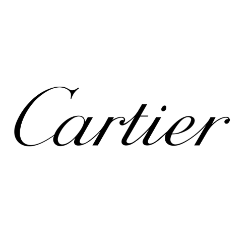 Cartier perfume brand logo in black script text on white background